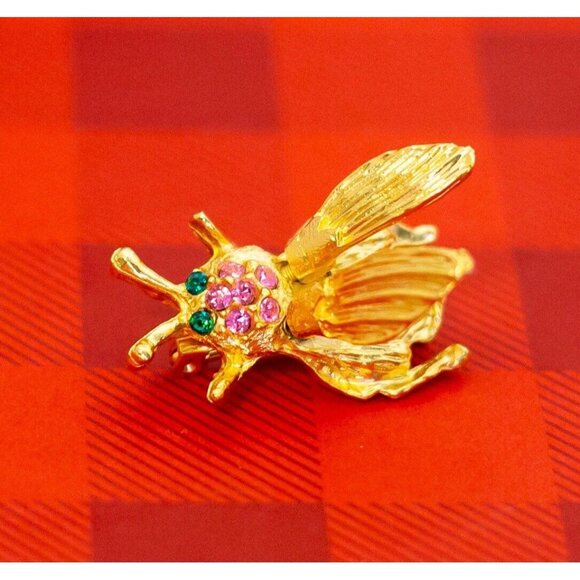 Vintage Cute Bee Gold Tone Brooch - O28 - Picture 1 of 3